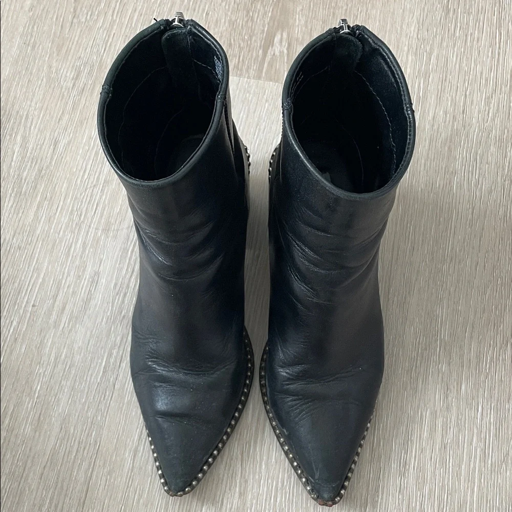 Steve Madden Black Pointed Toe Studded Ankle Boots - Picture 3 of 5